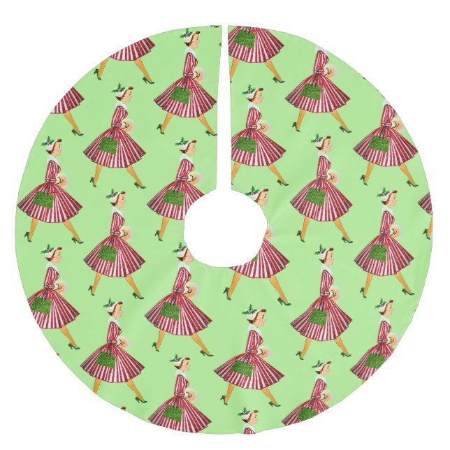 1950 Jul Vintage Dam Julgransmatta Borstad Polyester (Framsidan)