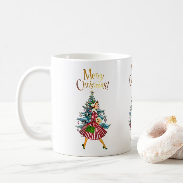 1950 Julen Dam Shopping Kaffemugg (Med munk)