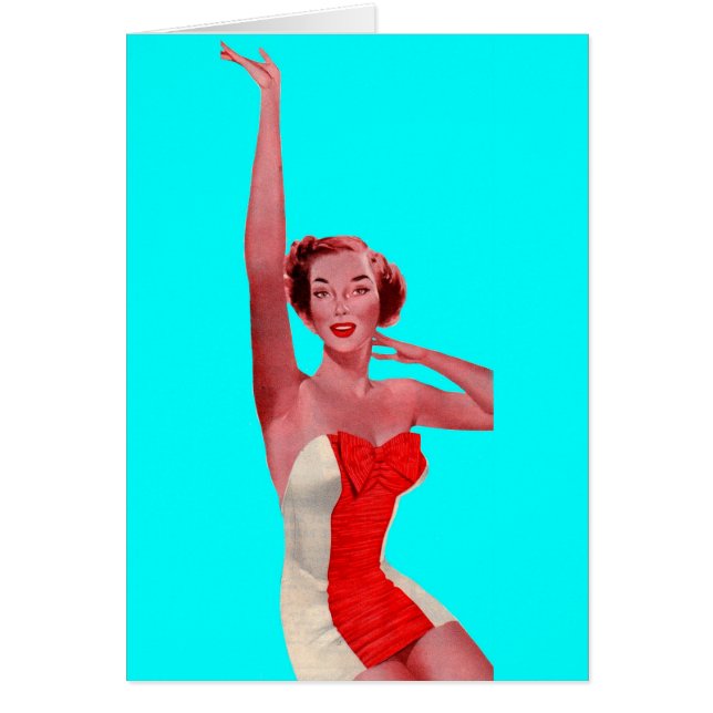 1950 med badskönhet OBS kort (Framsidan)