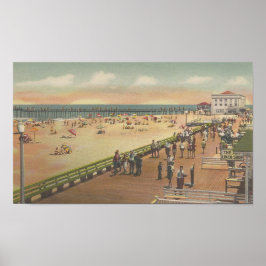 1950 Ocean City, MD Boardgång, Beach, Fishing Pier Poster