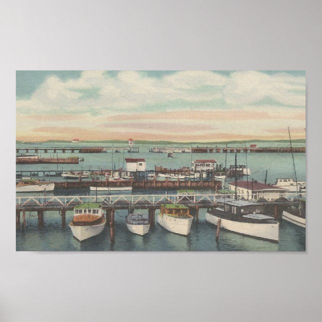 1950 Ocean City, MD Charter Fishing Boat Dock Poster (Framsidan)