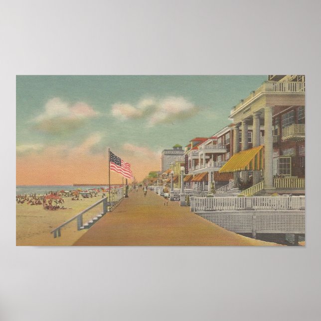 1950 Ocean City, MD Cottages & Beach Poster (Framsidan)