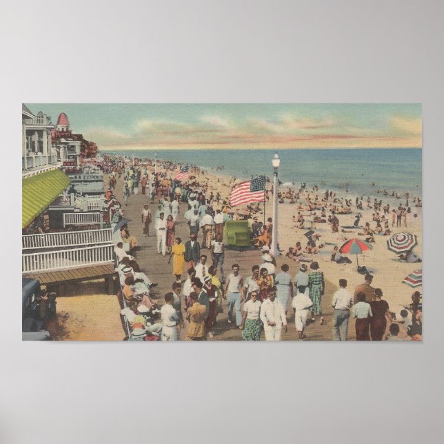 1950 Ocean City, MD Cottages on Beach Poster (Framsidan)