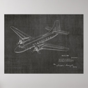 1950 Passagerarflygplan Patent Art Teckning Skriv  Poster