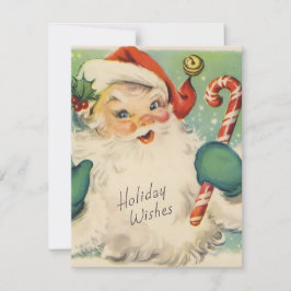 1950 Retro Vintage jultomten med Candy cane Julkort