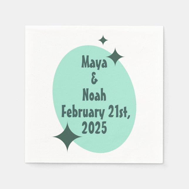 1950:s Atomic Mint Bröllop Cocktail Pappersservett (Framsidan)