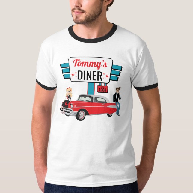 1950:s Middag Retro Car Födelsedagsfest Sock Skutt T Shirt (Framsida)