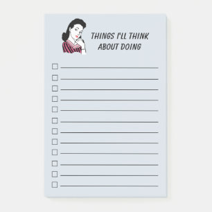 1950:s Retro Woman Checklist, blå Post-it Block