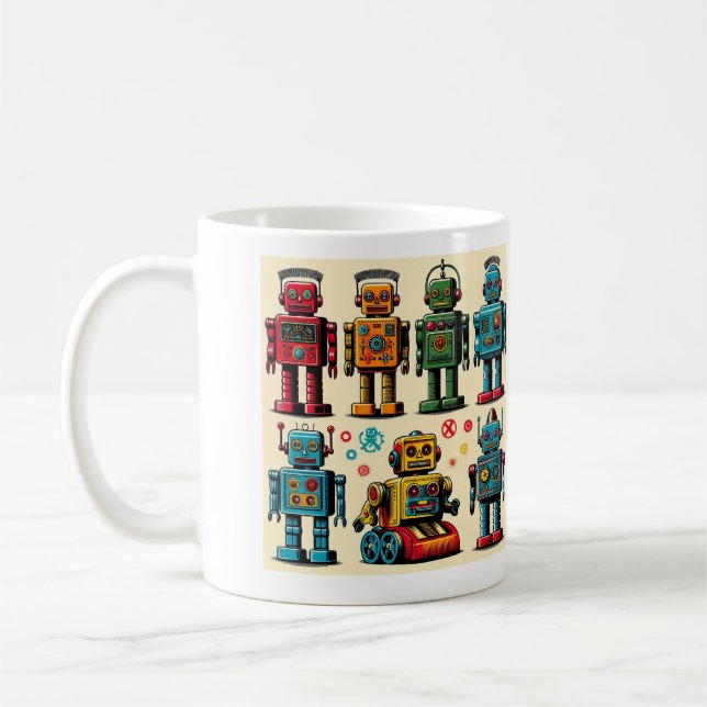 1950:s robotar i stil leksak kaffemugg (Vänster)