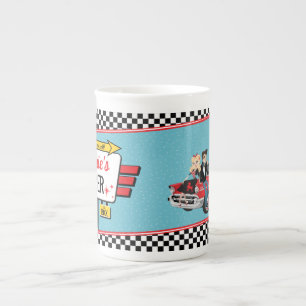 1950-tal Diner Retro Födelsedagsfest Pappersmugg Benporslin Mugg