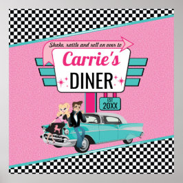 1950-tal Diner Retro Födelsedagsfest Sock Hop-desi Poster