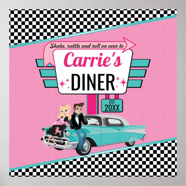 1950-tal Diner Retro Födelsedagsfest Sock Hop-desi Poster (Framsidan)