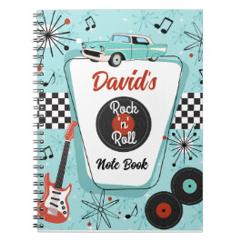 1950-tal Retro Rock 'n' Roll Musik Anteckningsbok