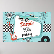 1950-tal Retro Röd & Blå Födelsedagsfest