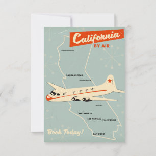 1950-tal stil Kalifornien "med flyg" resaffisch Inbjudningar
