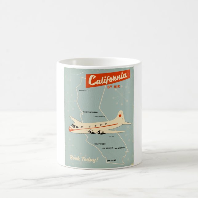 1950-tal stil Kalifornien "med flyg" resaffisch Kaffemugg (Center)