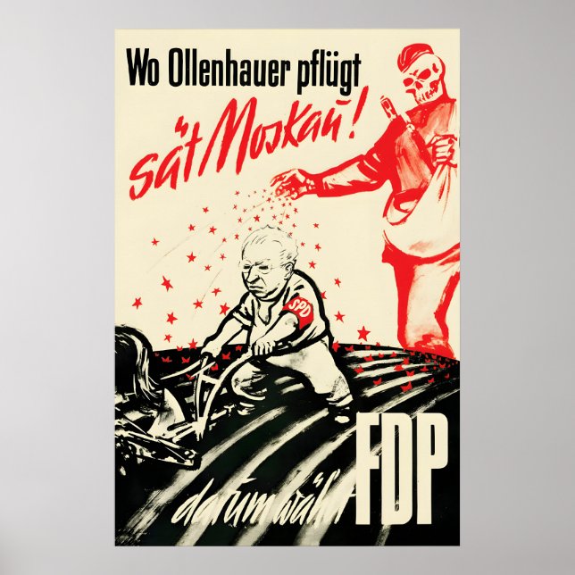 1950-tal tysk valaffisch FDP Politisk vägg Poster (Framsidan)
