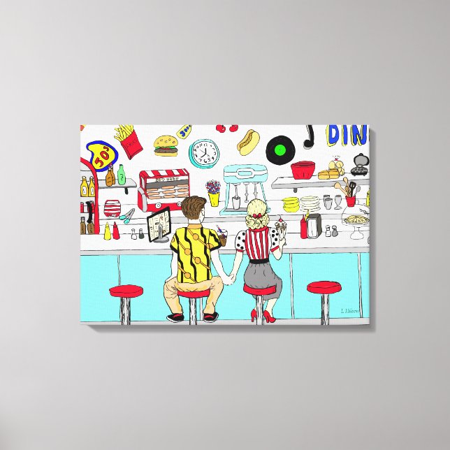 1950-talet: Kupelinnehav Händer på Middag Canvastryck (Framsida)