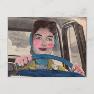 1950-talet Mamma vid ratten Vykort