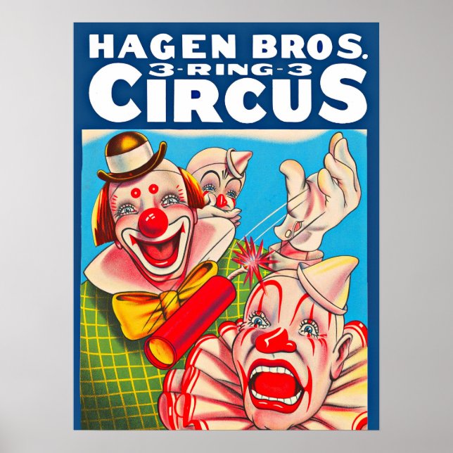 1950-talet poster Hagen Brothers Circus (Framsidan)