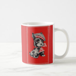 1950-talet skotsk hund i rött kaffemugg