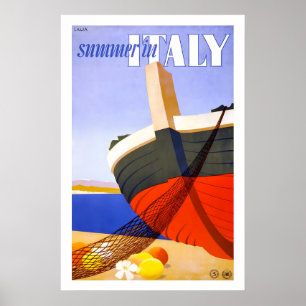 1950-talet sommar i Italien - Italienska kust vint Poster