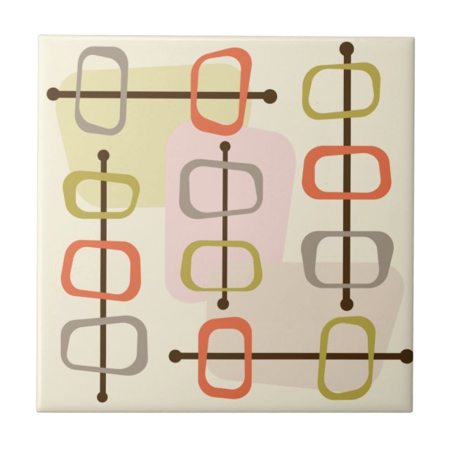 1950-talets Abstrakt Art Hollow Sten Chartreuse Gr Kakelplatta (Framsidan)