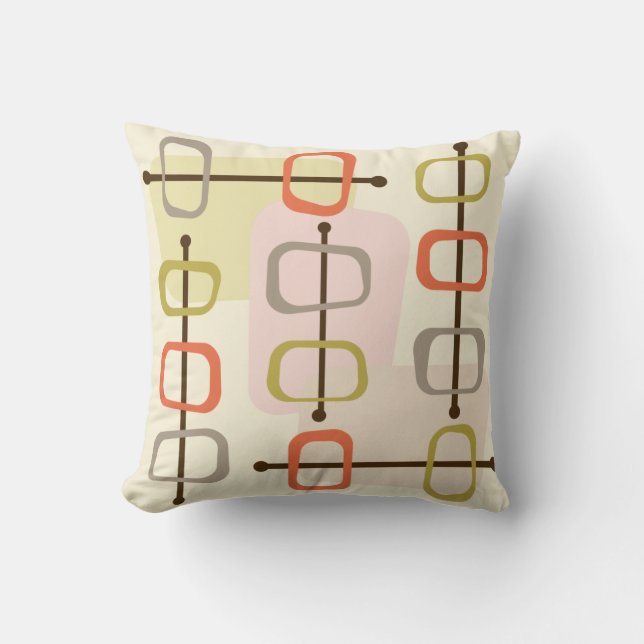 1950-talets Abstrakt Art Hollow Sten Chartreuse Gr Kudde (Framsida)