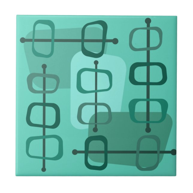 1950-talets Abstrakt Art Hollow Sten Turquise Kakelplatta (Framsidan)