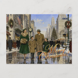1950-talets amerikanska jul på 5th Avenue N.Y. Helg Vykort