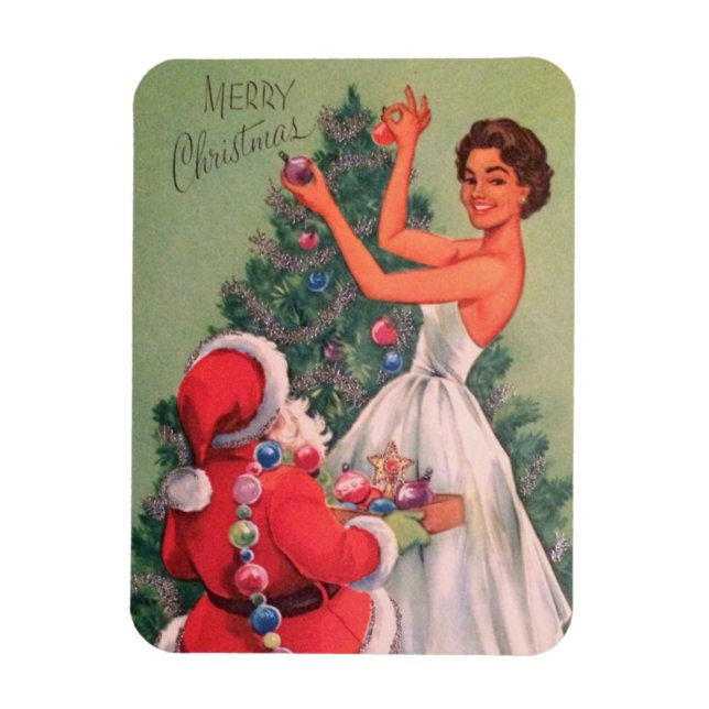 1950-talets årstidsjejsare som dekorerar Träd Magnet (Vertikal)