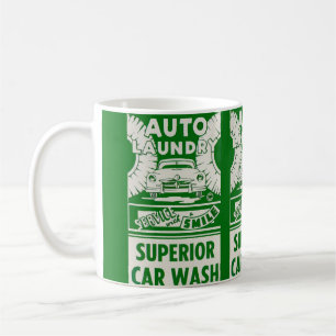 1950-talets bil för automatisk Tvätt-Tvätta och Kaffemugg