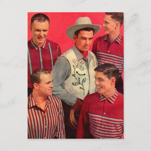 1950-talets cowboy Tass och hans pojkar Vykort (Framsida)