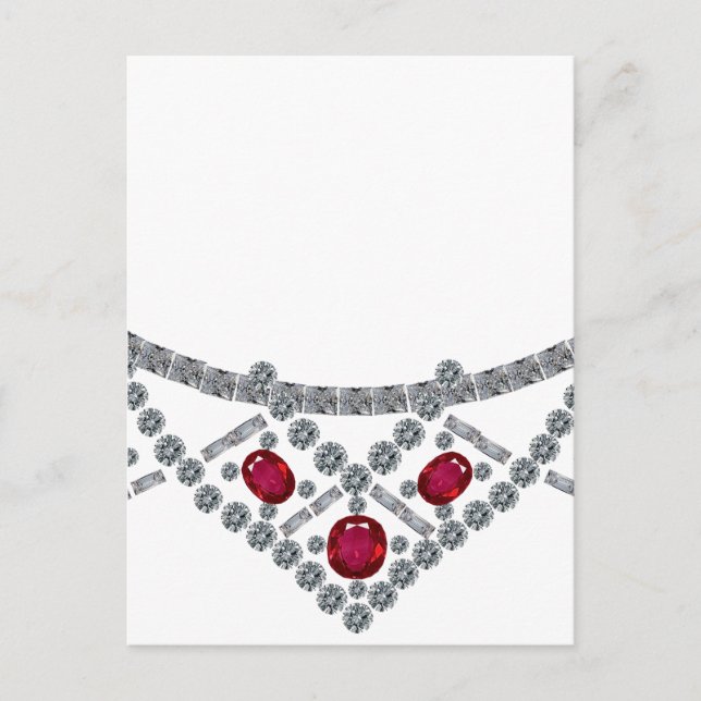 1950-talets Diamond Ruby Necklace Vykort (Framsida)