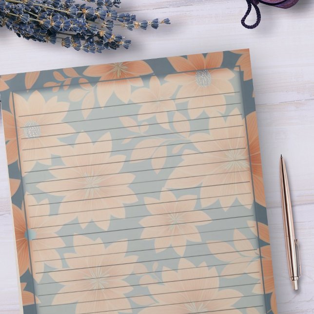 1950-talets Dusty Blue Orange Retro Mid Century-Bl Anteckningsblock (Skapare uppladdad)