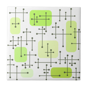 1950-talets Eames Era Art Crosshairs Chartreuse Kakelplatta