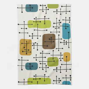 1950-talets Eames Era Art Crosshairs Kökshandduk
