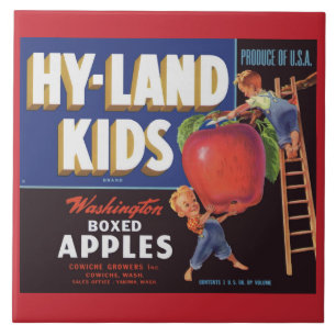 1950-talets etikett för Hyland Kids Washington App Kakelplatta