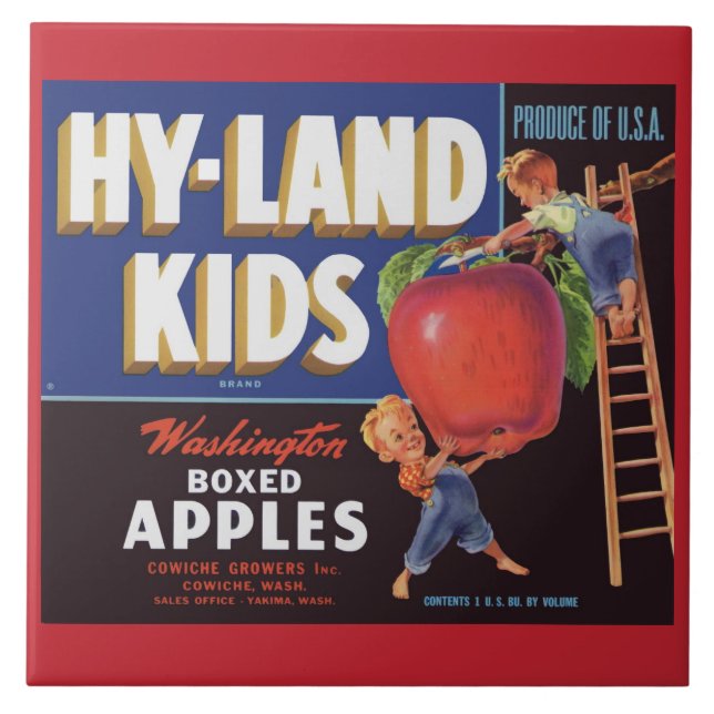 1950-talets etikett för Hyland Kids Washington App Kakelplatta (Framsidan)