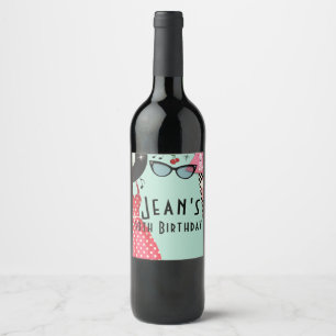 1950-talets femtioårsjubileum gör Retro Party Vin- Vinflaska Etikett