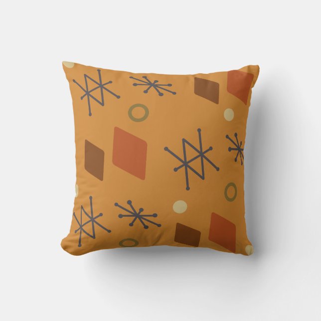 1950-talets Geometric Abstrakt Art Burnt-Orange Kudde (Framsida)