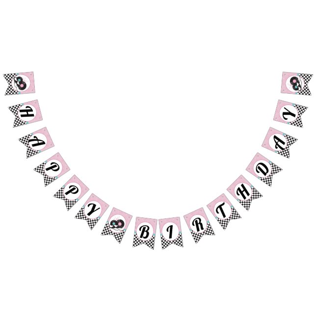 1950-talets Grattis på födelsedagen Bunting Flaggo Vimplar (Alla)