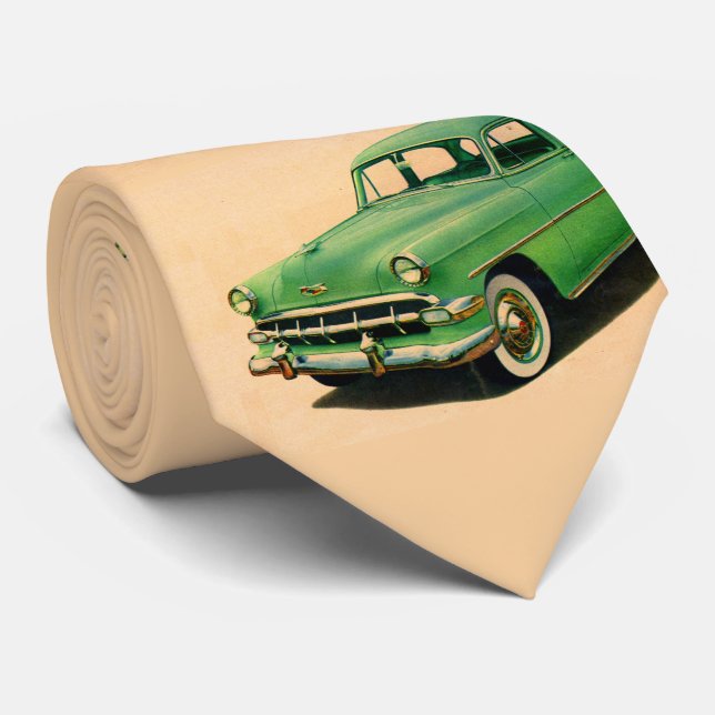 1950-talets grönt Chevy print Slips (Rullad)