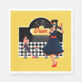 1950-talets gult svart och vitt, styrt pappersservett