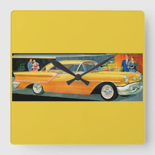 1950-talets gyllene Rocket 88 Oldsmobile Fyrkantig Klocka