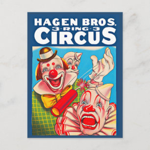 1950-talets Hagen Brothers Circus-affisch Vykort