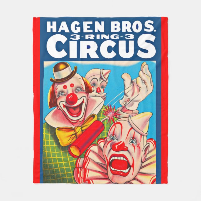 1950-talets Hagen Brothers Circus poster utskrift Fleecefilt (Framsidan)