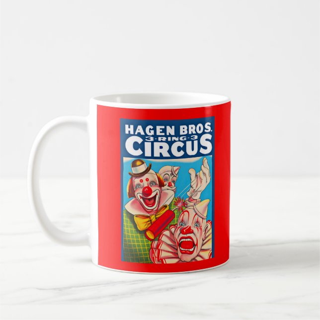 1950-talets Hagen Brothers Circus poster utskrift Kaffemugg (Vänster)