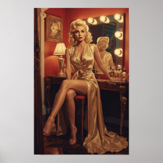 1950-talets Hollywood Starlet Pin-Up – Retro Poster