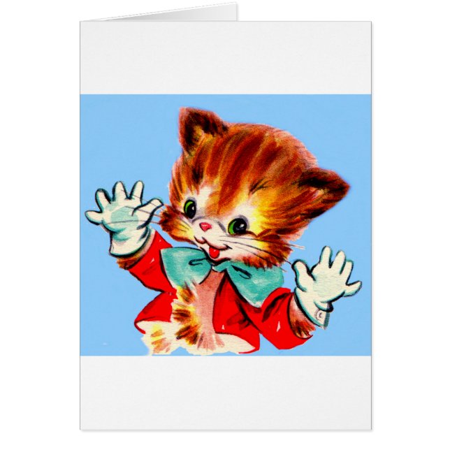 1950-talets jazz händer kattunge hälsningskort (Framsidan)
